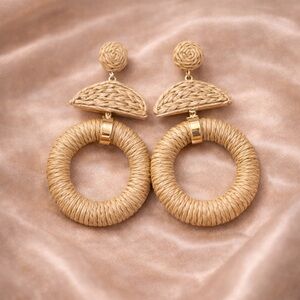 Bohemian Brown Rattan Earrings